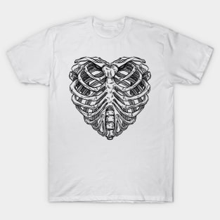 Skeleton ribs heart T-Shirt